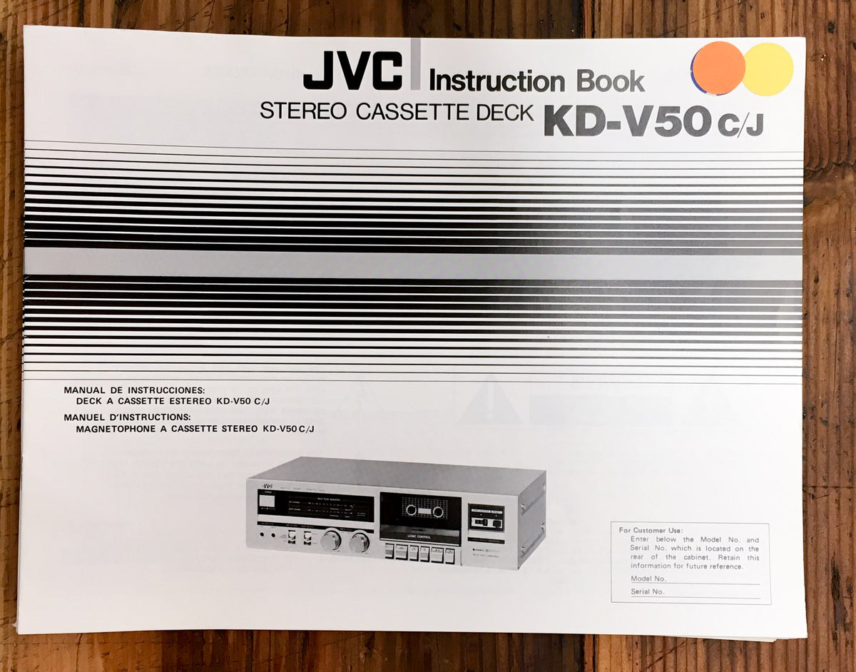 JVC KD-V50 Cassette Owners / User Manual *Original*