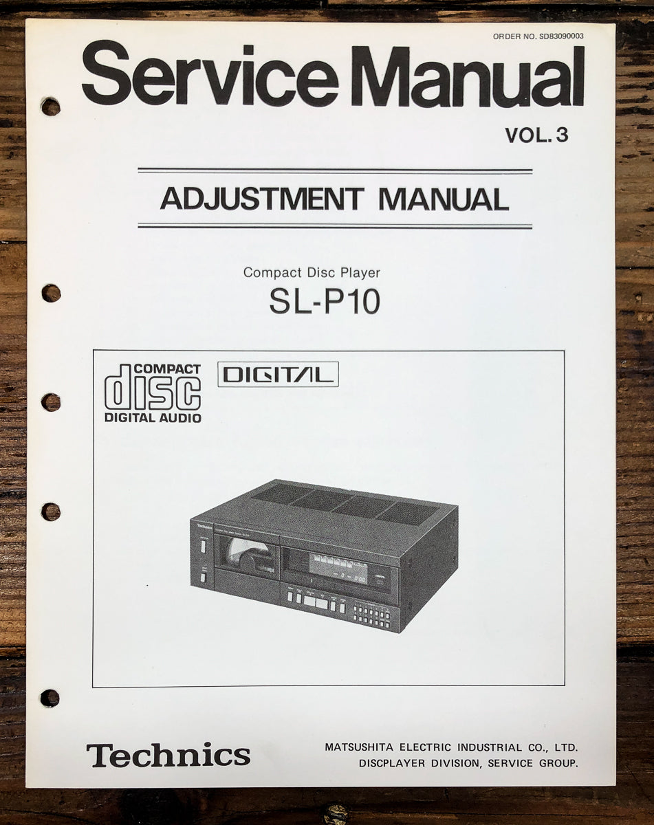 Technics SL-P10 CD Player Adjustment Manual *Original*
