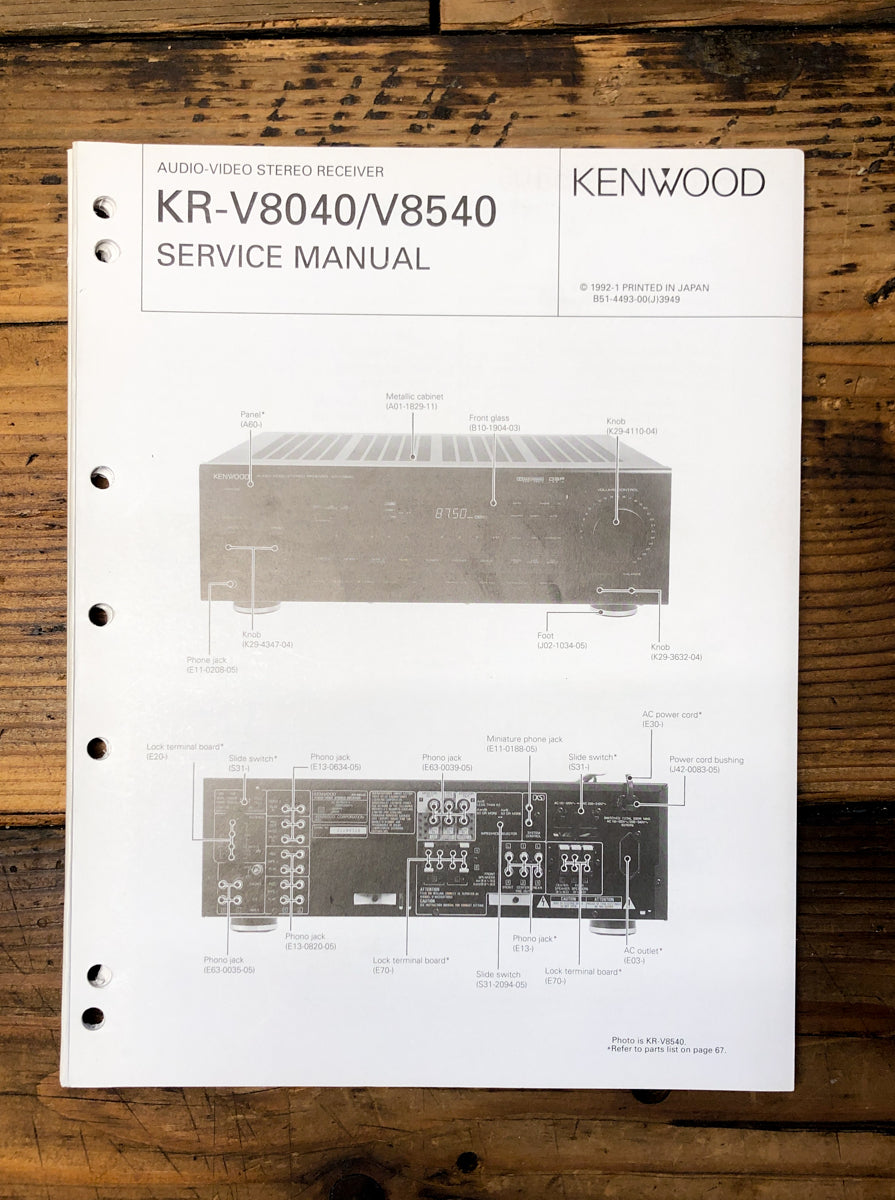 Kenwood KR-V8040 KR-V8540 Receiver Service Manual *Original*