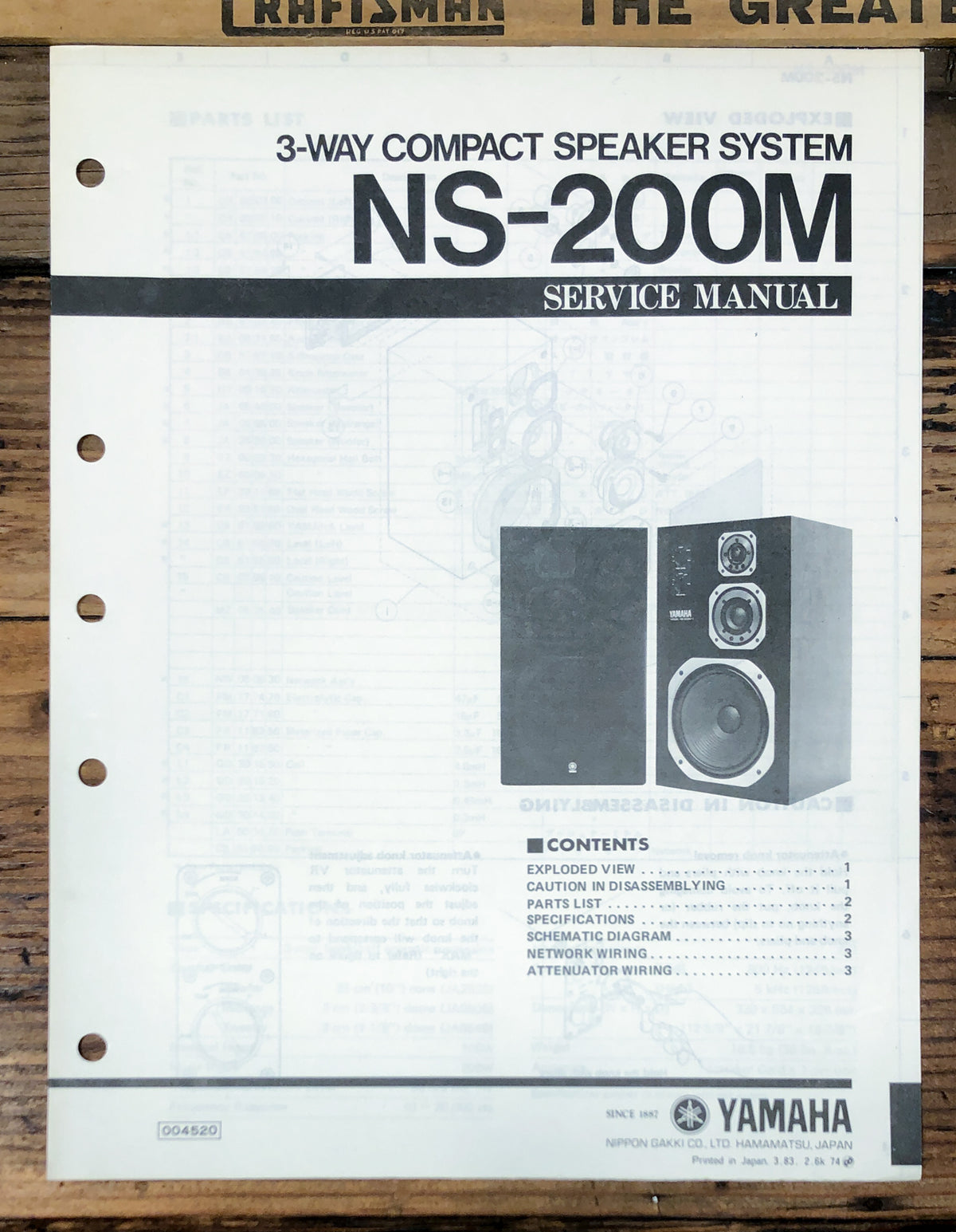 Yamaha NS-200M Speaker Service Manual *Original*