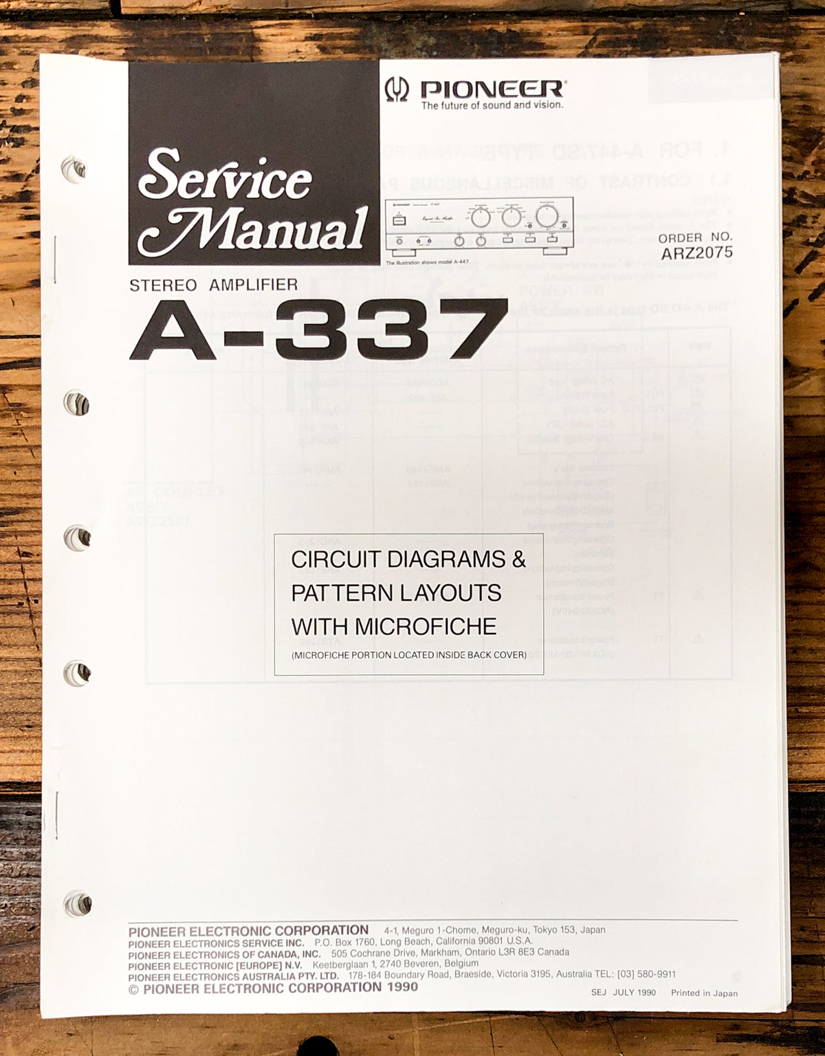 Pioneer A-337 Amplifier Service Manual *Original*