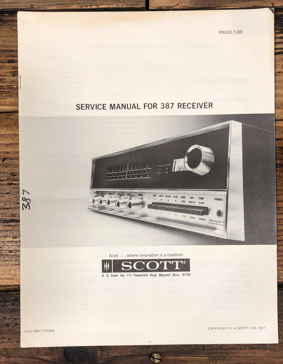 HH Scott Model 387 Service Manual *Original*