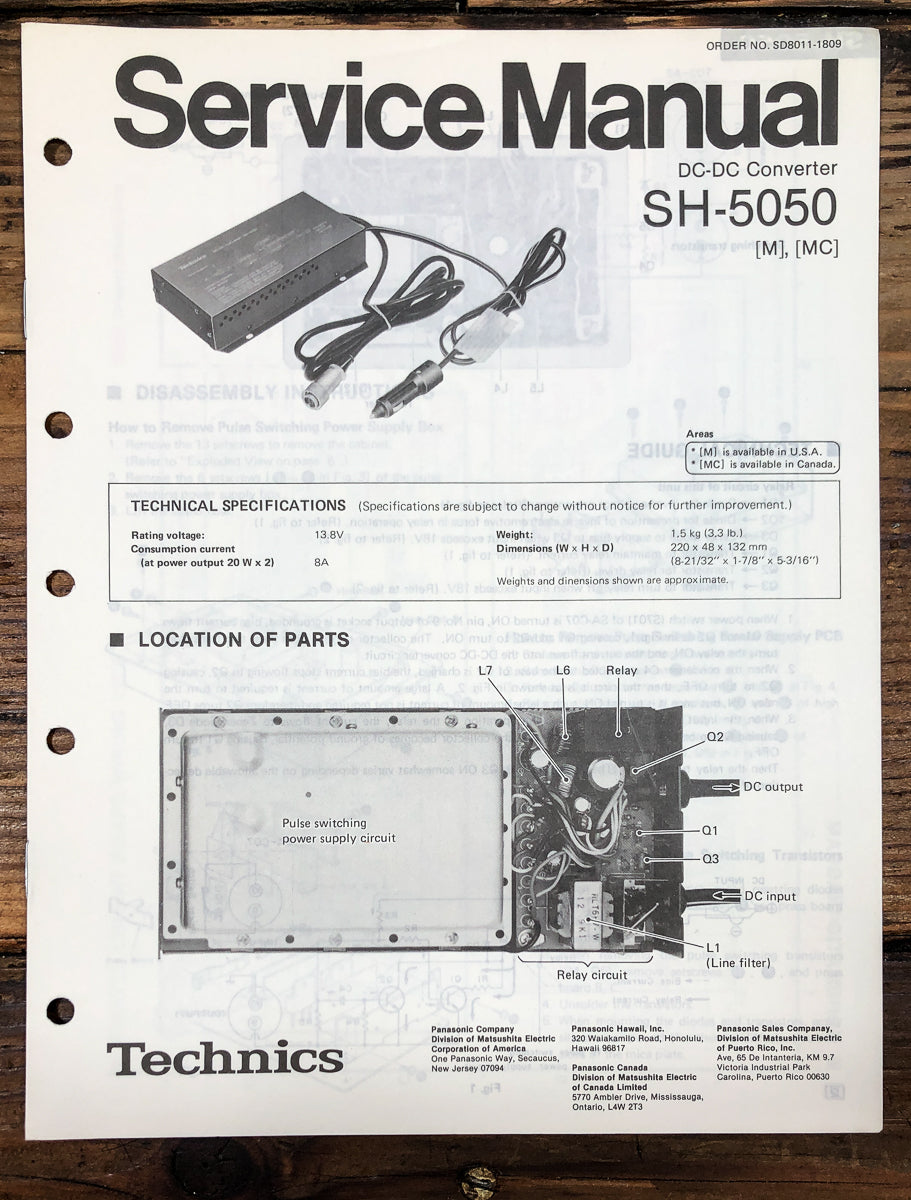 Technics SH-5050 DC-DC Converter Service Manual *Original*