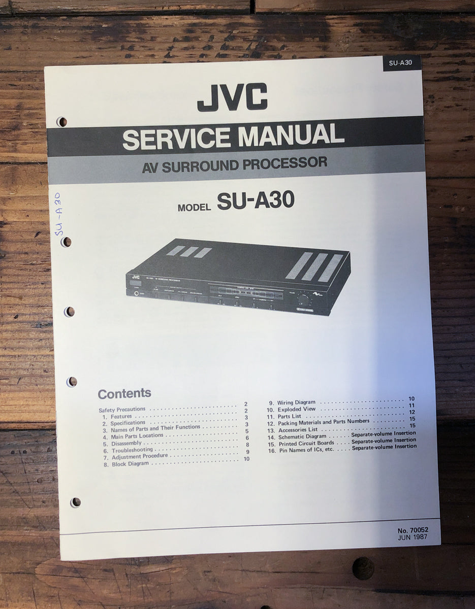 JVC SU-A30 Processor Service Manual *Original*
