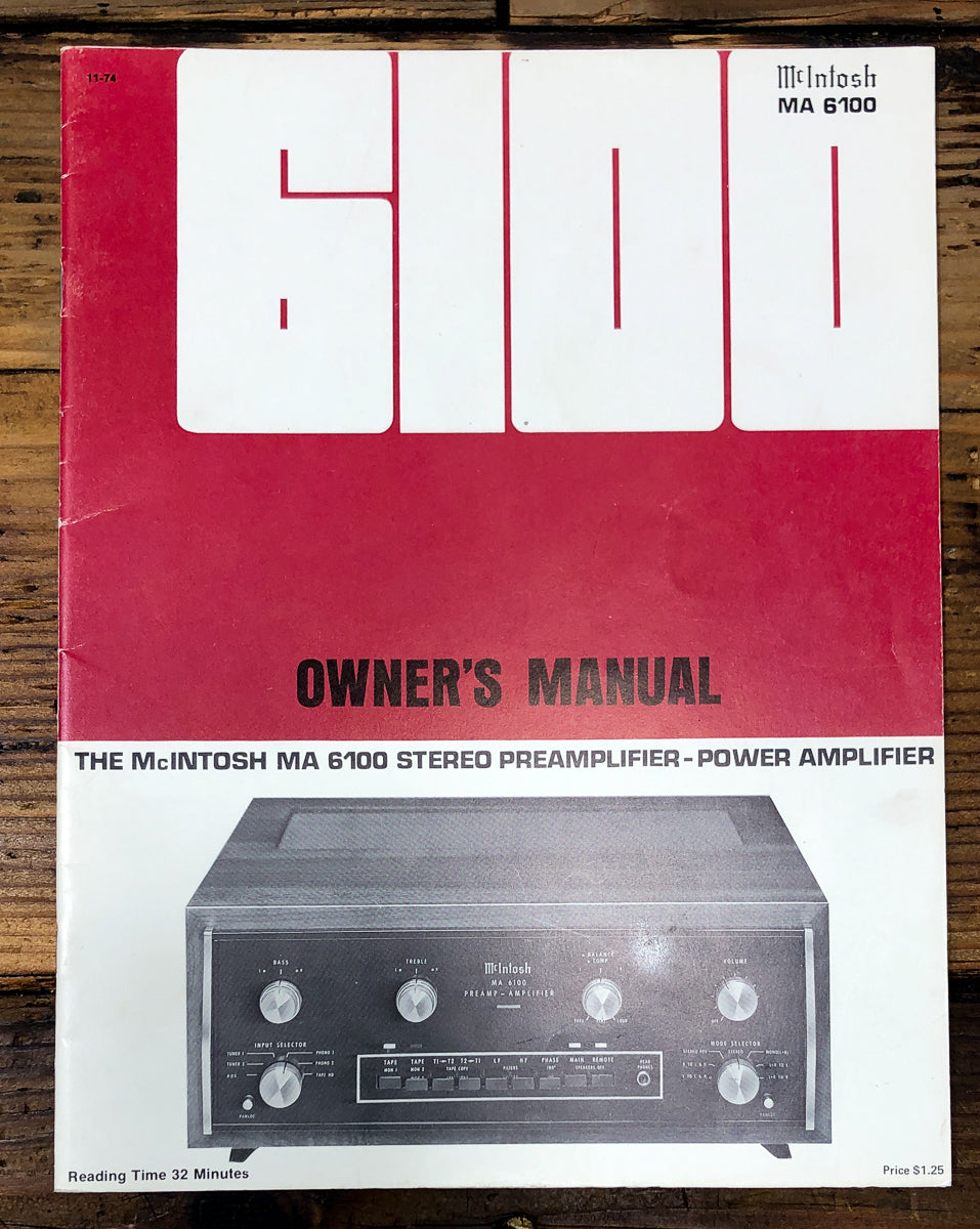 McIntosh MA-6200 MA6200 Amplifier Issue 1 Owners / User Manual *Original*