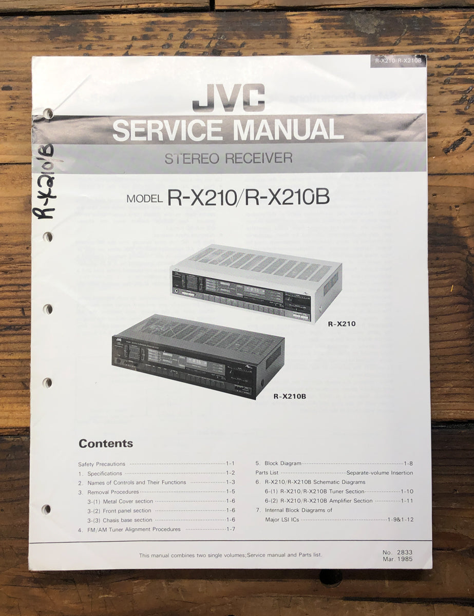 JVC RX-X210 R-X210B Receiver Service Manual *Original*