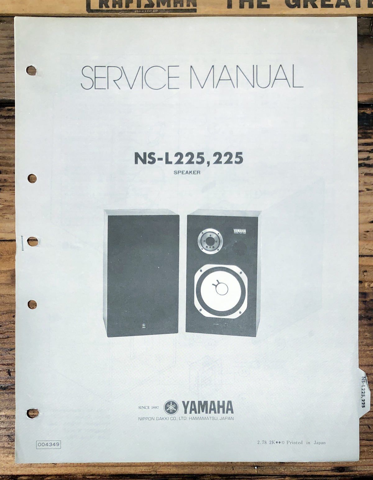 Yamaha NS-L225 NS-225 Speaker Service Manual *Original*