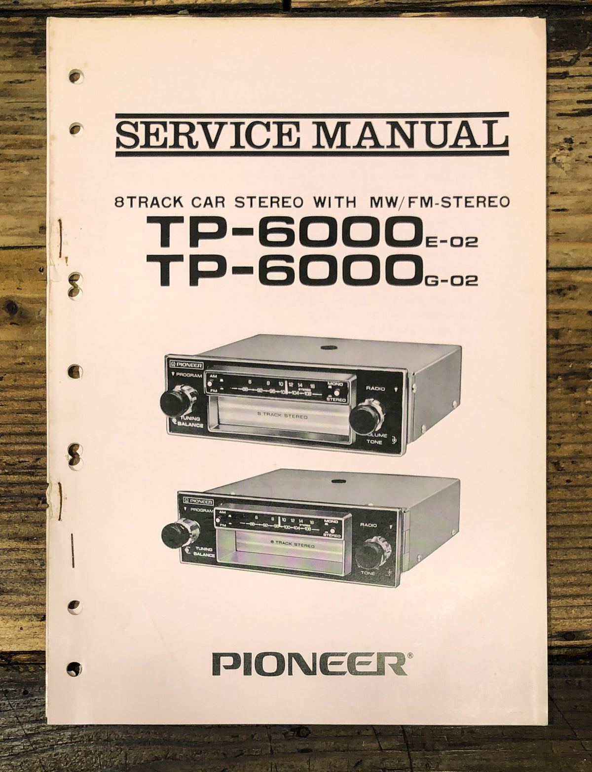 Pioneer TP-6000 8 Track Car Stereo Service Manual *Original*