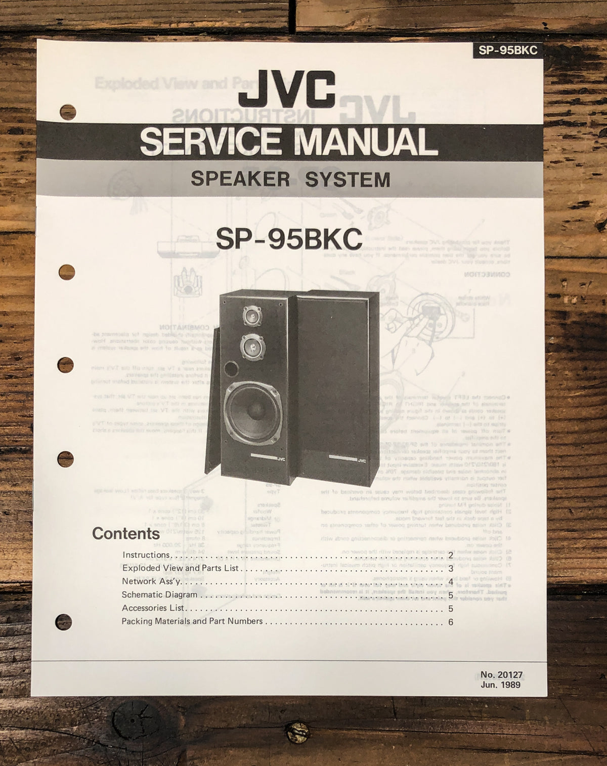 JVC SP-95 BKC Speaker Service Manual *Original*