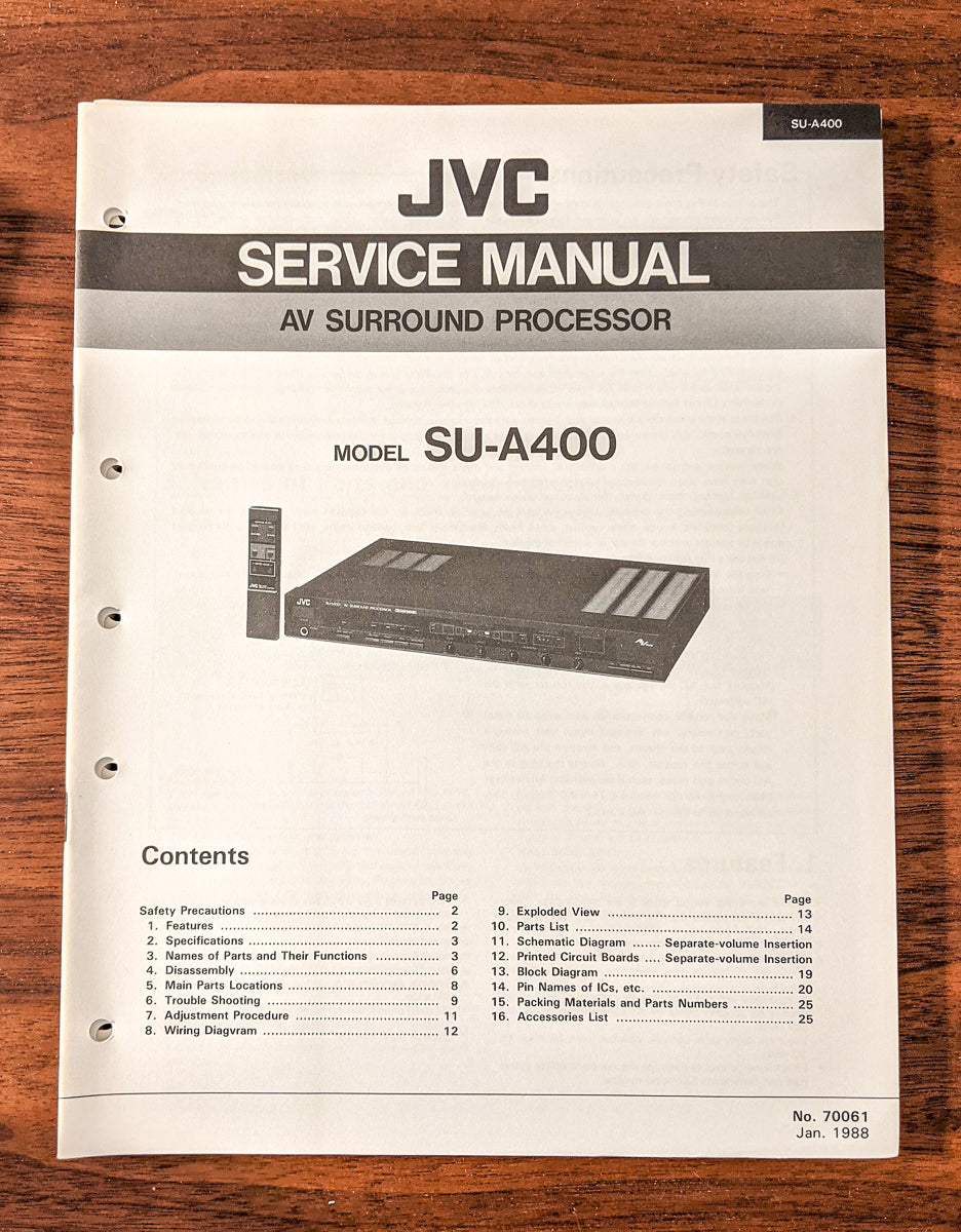 JVC SU-A400 Processor Service Manual *Original*