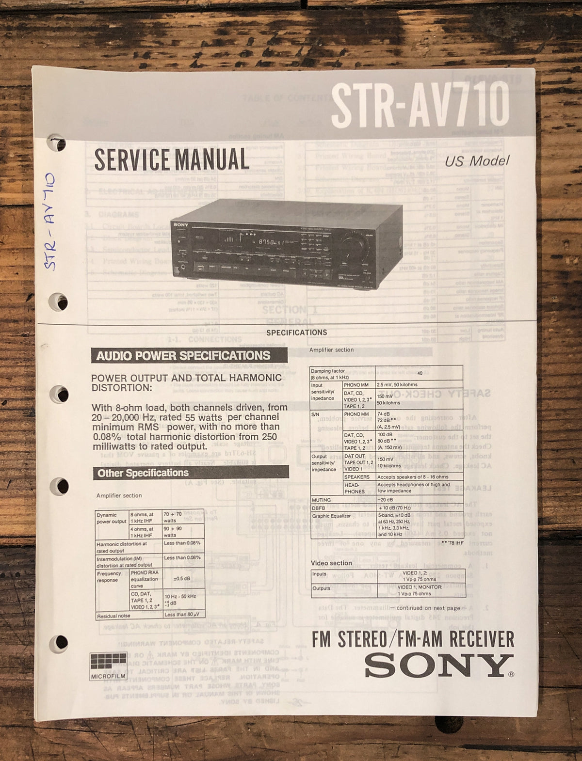 Sony STR-AV710 Receiver Service Manual *Original*
