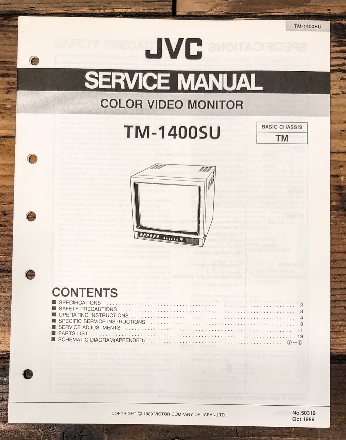 JVC TM-1400SU Monitor Service Manual *Original*