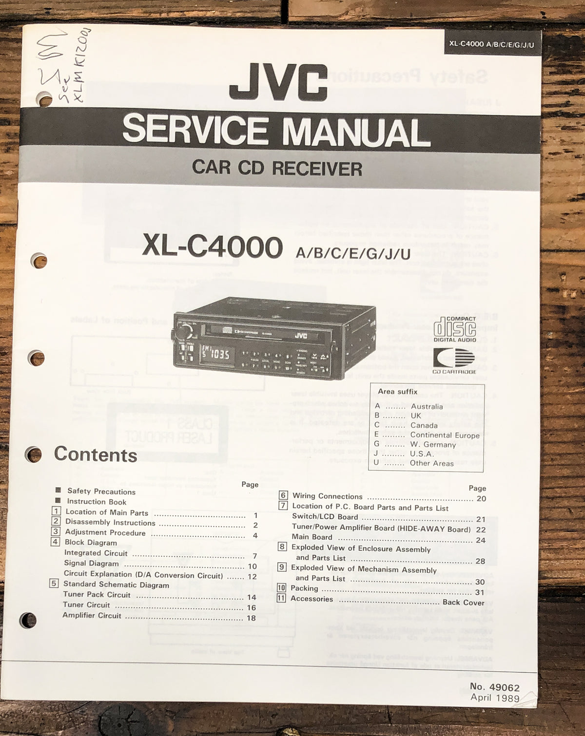JVC XL-C4000 Car CD Service Manual *Original*