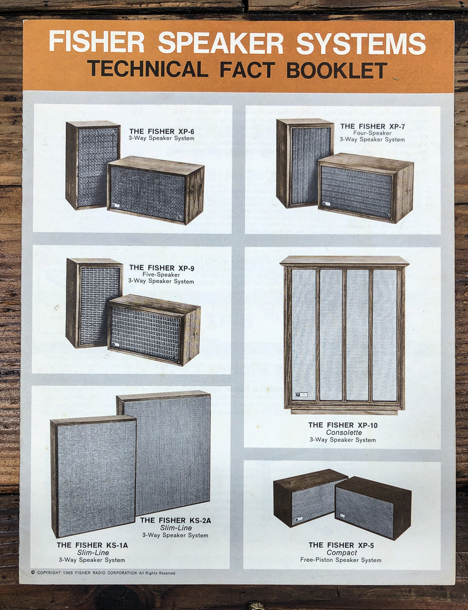 Fisher XP-6 XP-7 XP-9 XP-10 KS-1A 2A Speaker Dealer Brochure *Original*