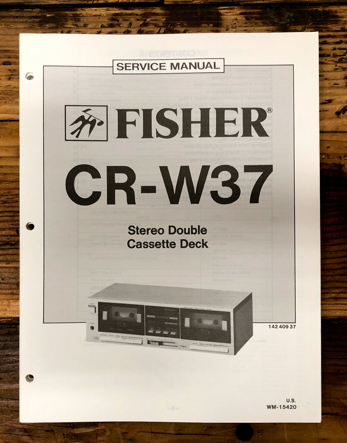 Fisher CR-W37 Cassette Deck Service Manual *Original*