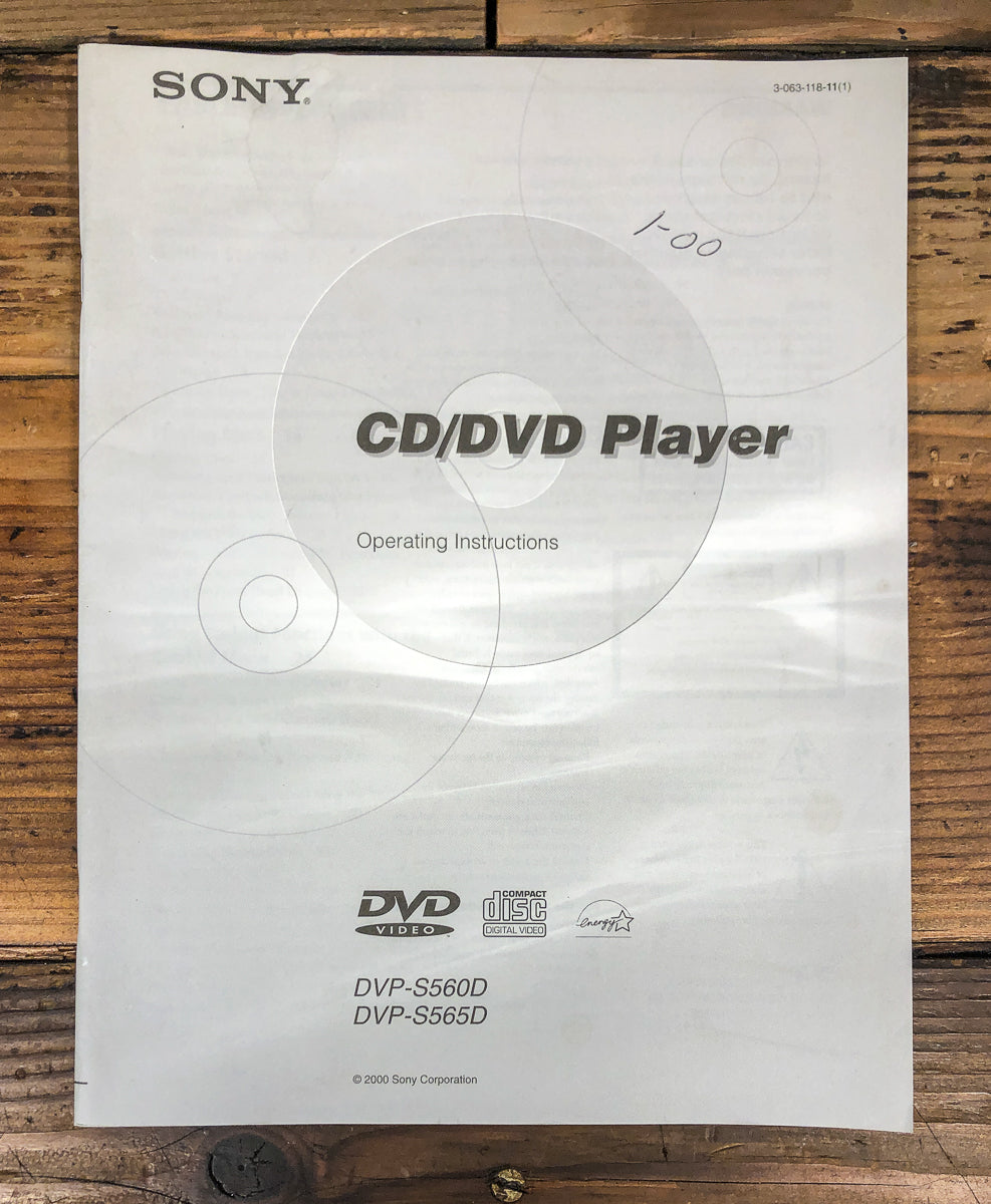 Sony DVP-S560D DVP-S565D CD DVD Player Owners / User Manual *Original*