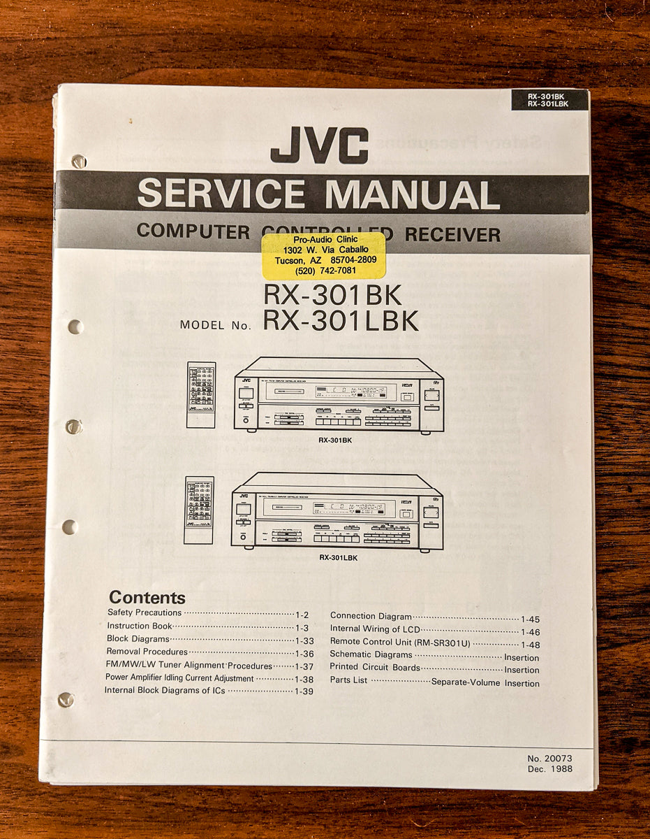 JVC RX-301 BK LBK Receiver Service Manual *Original*