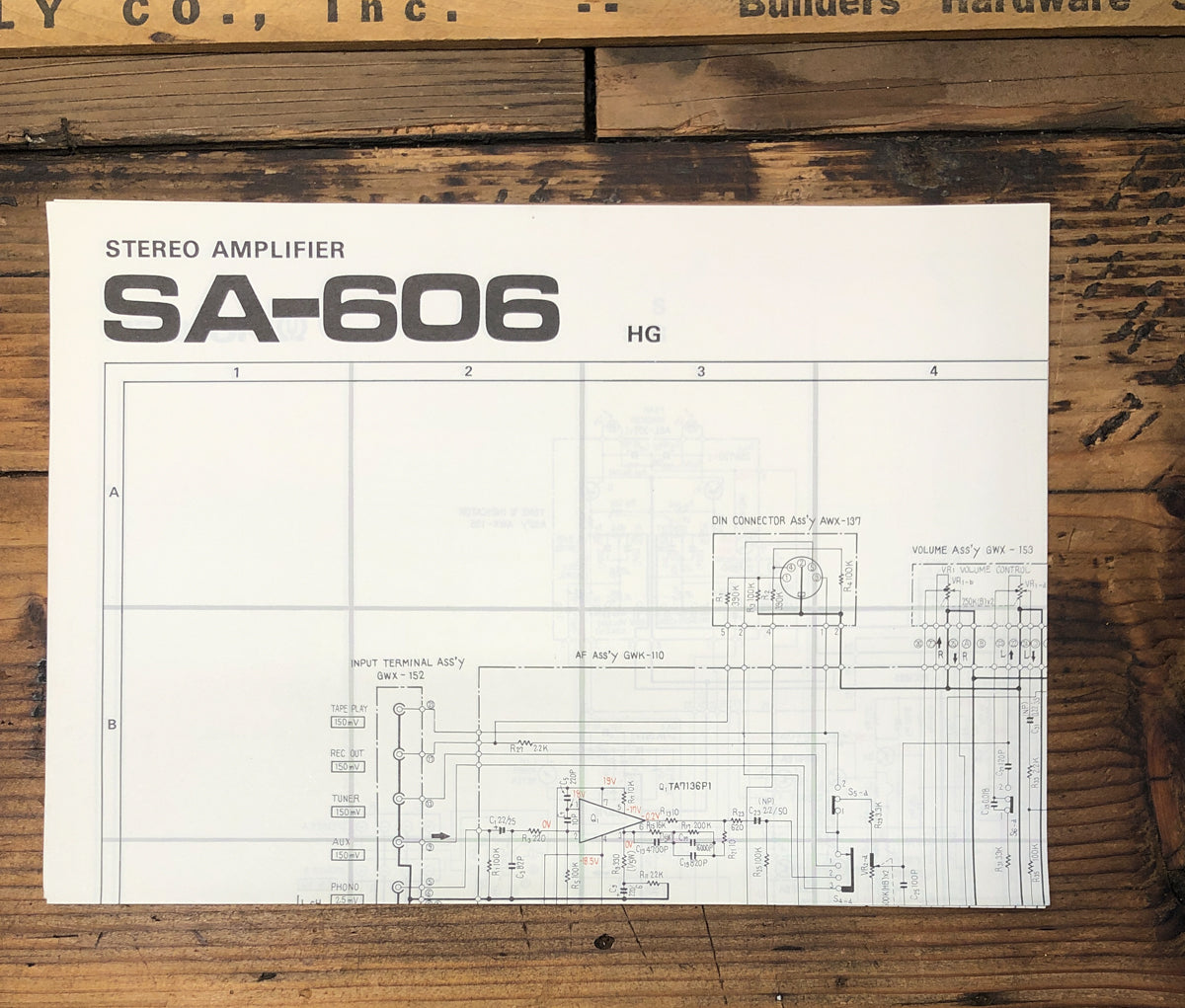 Pioneer SA-606 Amplifier Fold Out Schematic *Original*