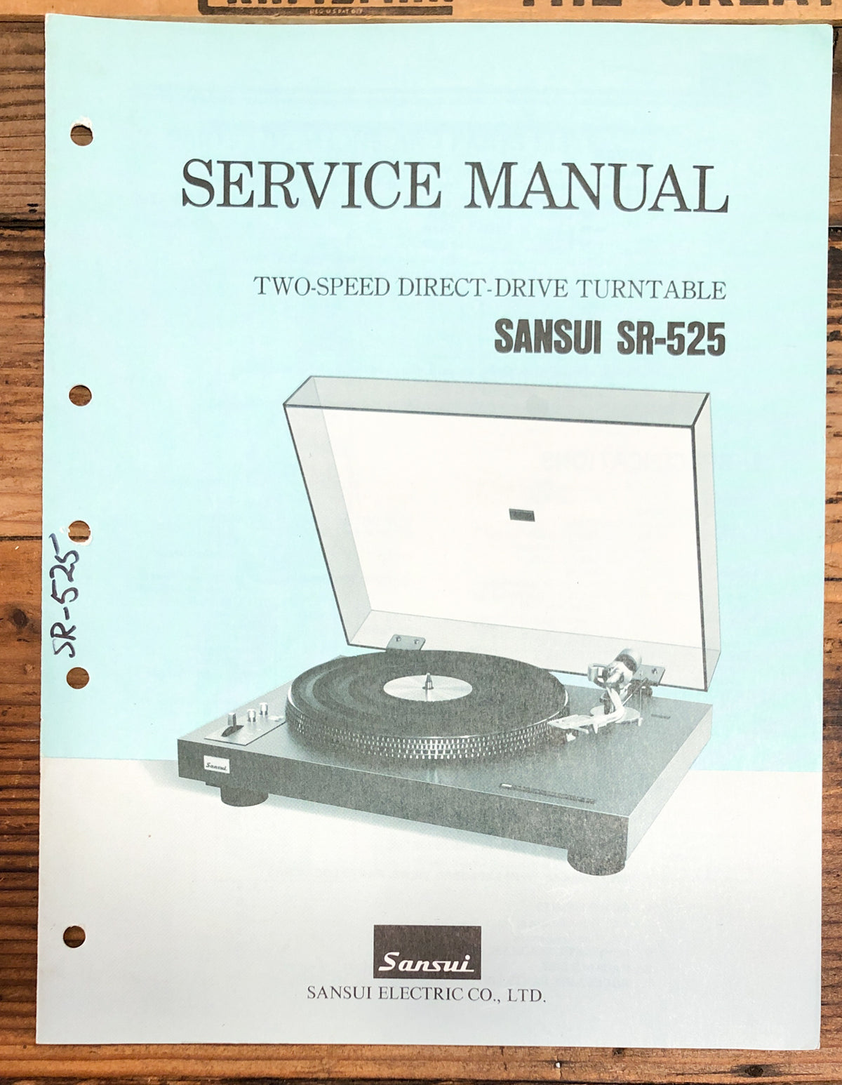 Sansui SR-525 Record Player / Turntable Service Manual *Original*