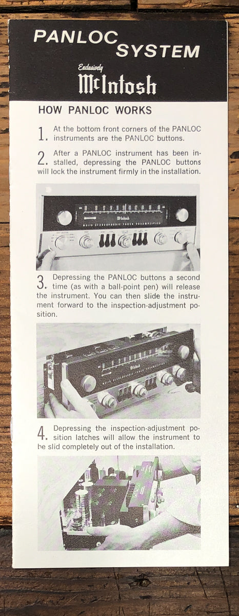 McIntosh Pan-Loc Panloc System Owners / User Manual *Original*