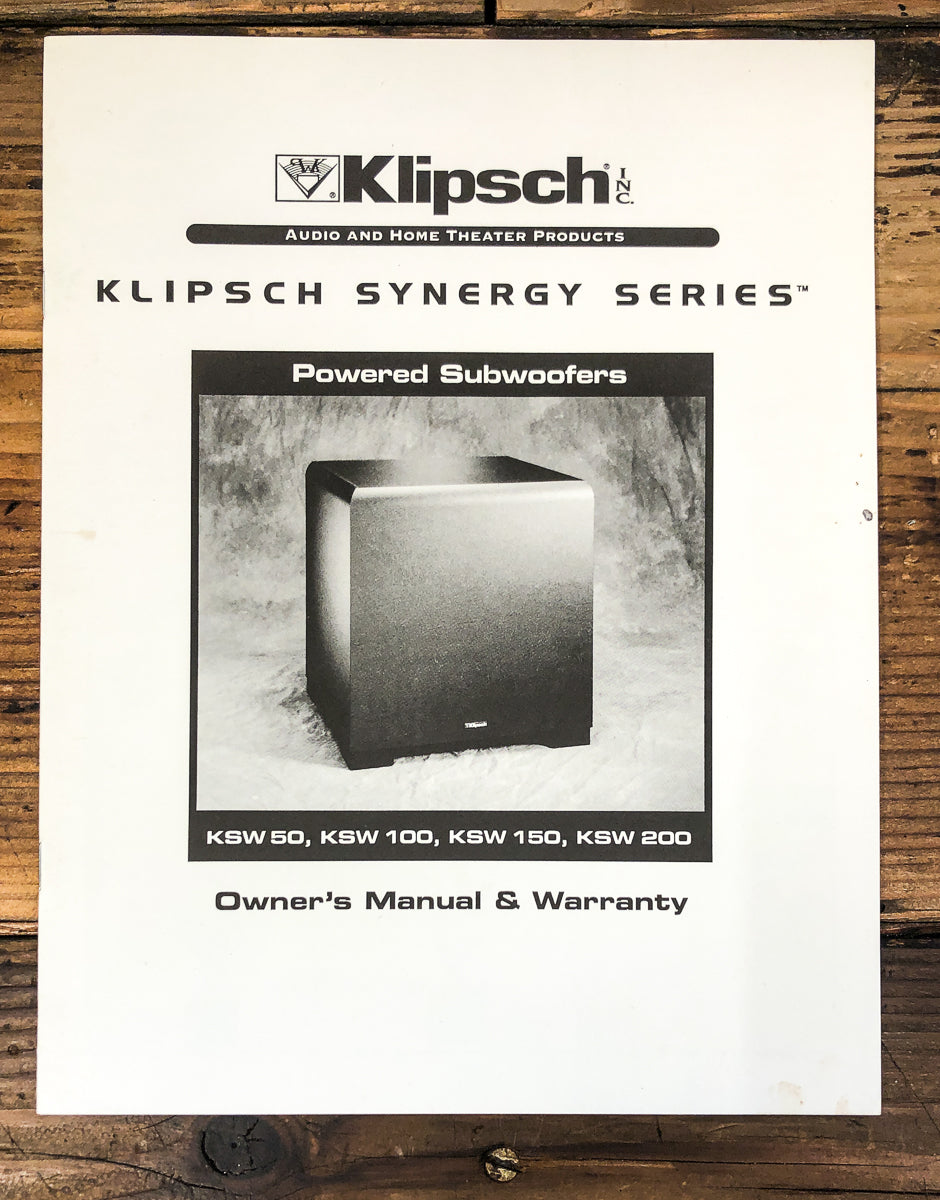 Klipsch KSW 50 100 150 200 Subwoofer Owners / User Manual *Original*