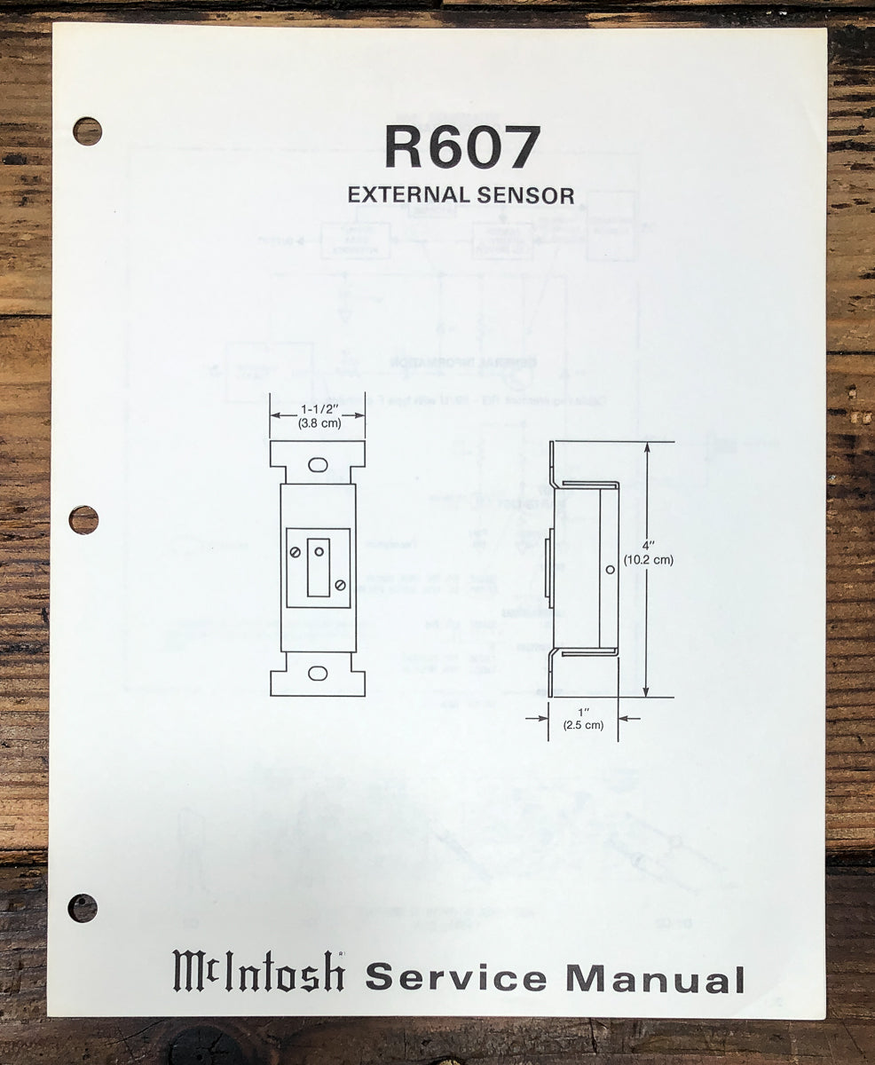 McIntosh R-607 R607 External Sensor Service Manual *Original*