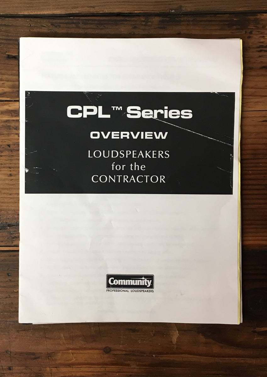 Community CPL Series Speakers Overview Manual *Original*