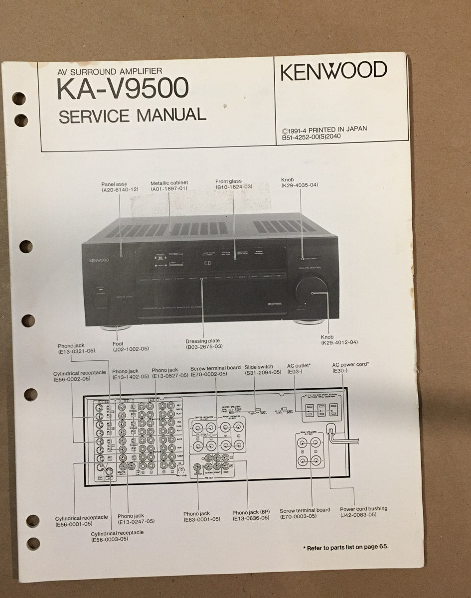 Kenwood KA-V9500 Amplifier Service Manual *Original*