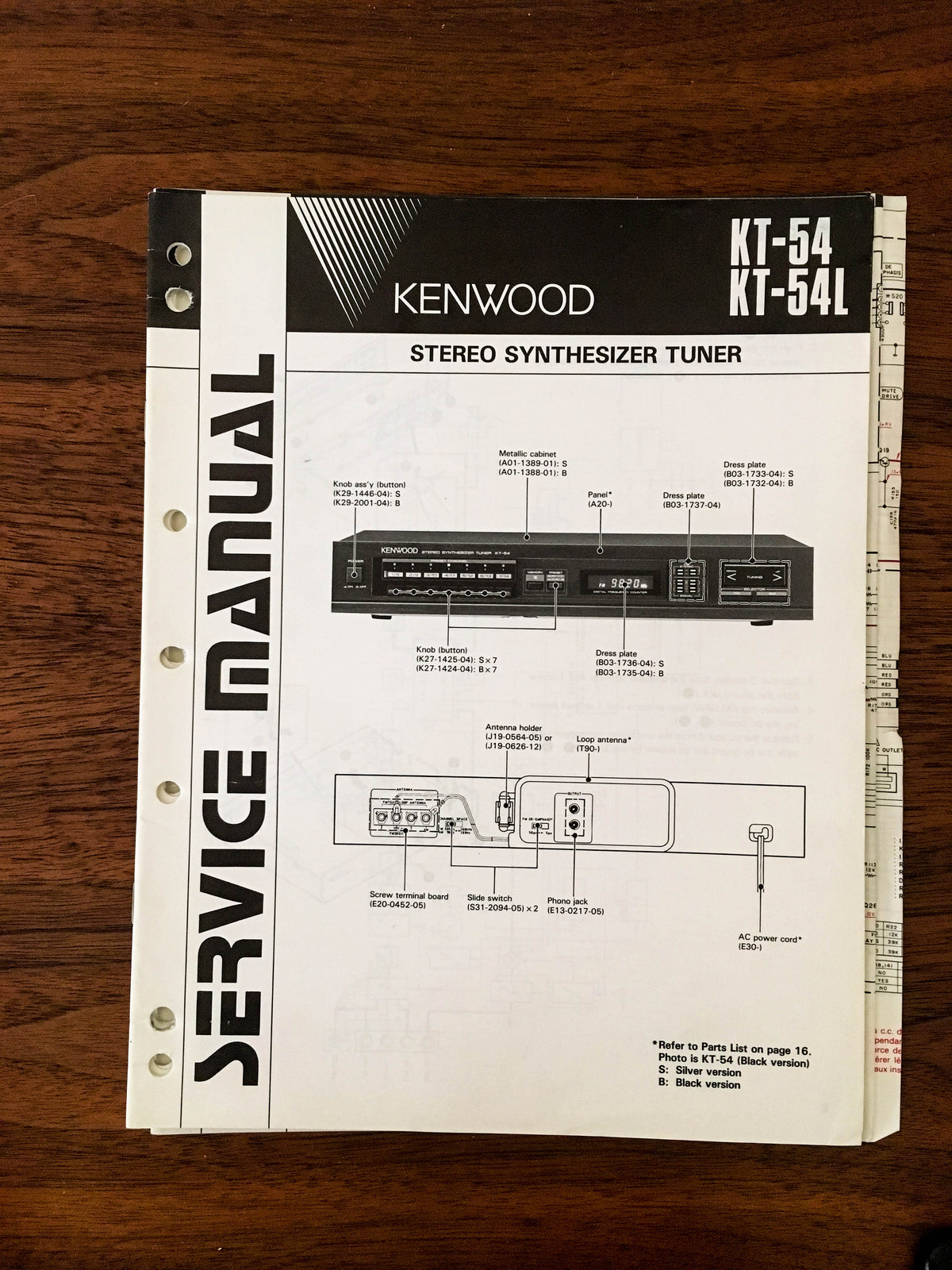 Kenwood KT-54 KT-54L TUNER Service Manual *Original*