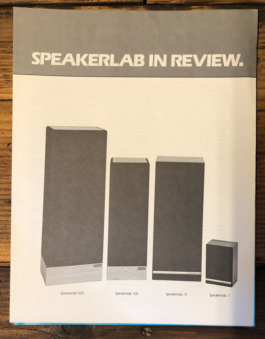 Speakerlab  Model 500 100 15 1   3pg Reviews Dealer Brochure *Orig*