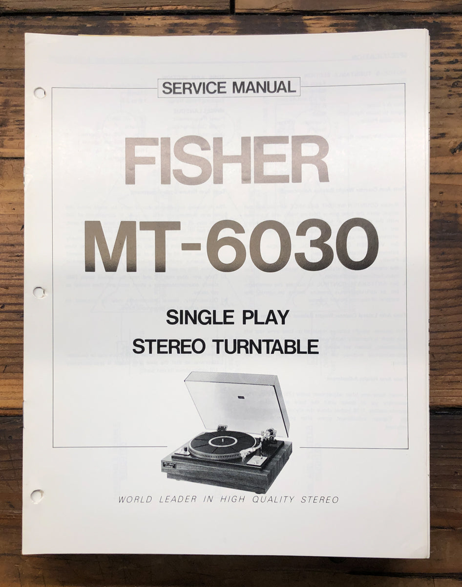Fisher MT-6030 Record Player / Turntable Service Manual *Original*