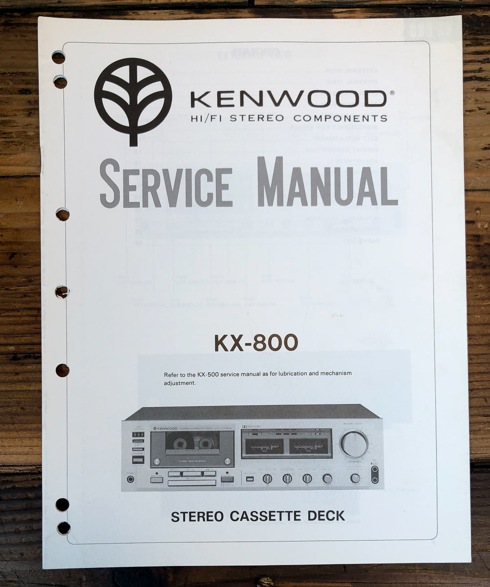 Kenwood KX-800 Cassette Service Manual *Original*