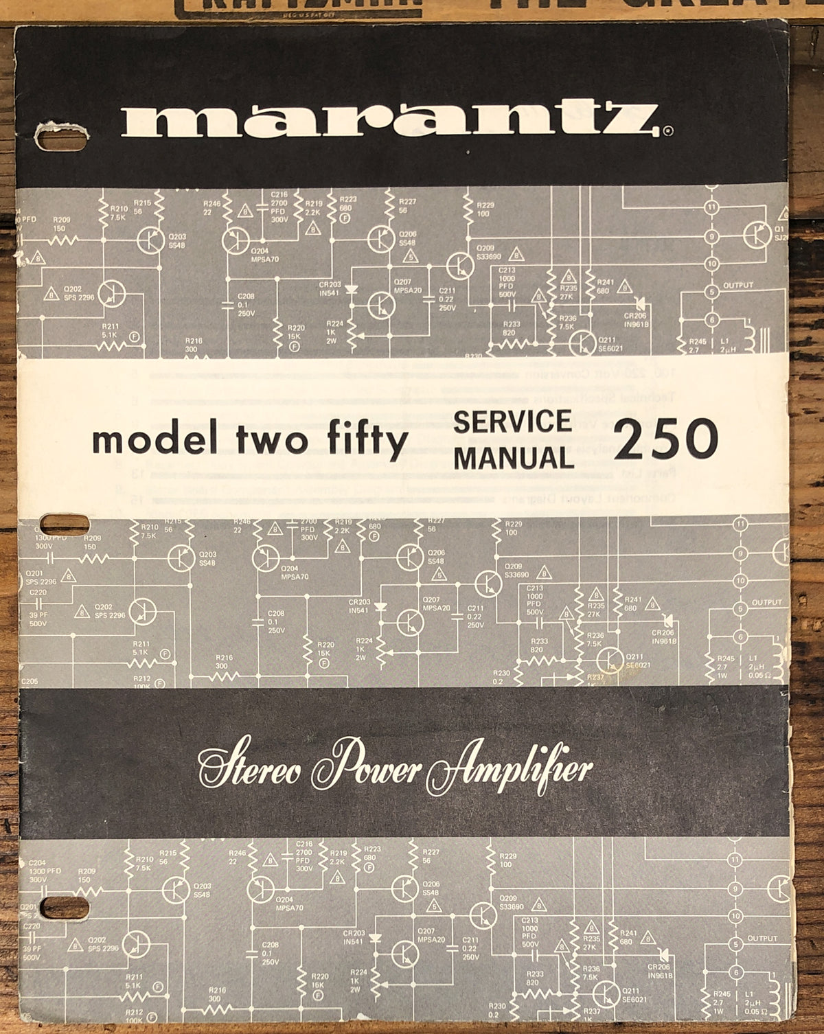 Marantz Model 250 Amplifier Service Manual *Original*