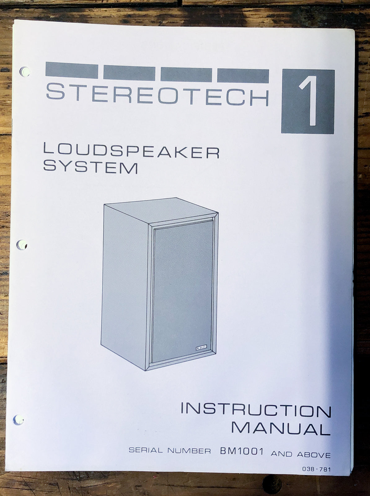 McIntosh / Stereotech Model 1 Speaker Service Manual *Original*