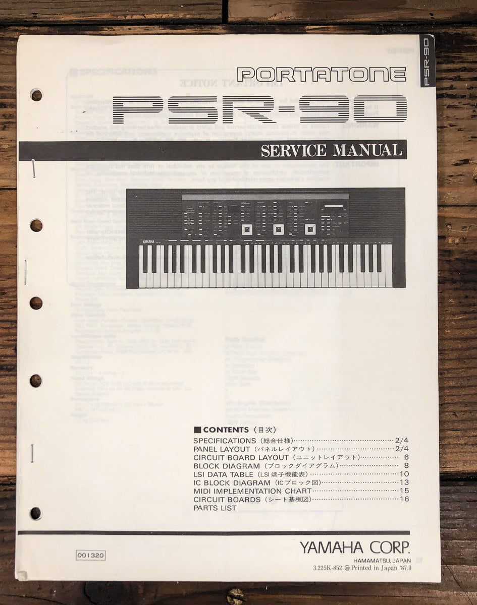 Yamaha PSR-90 PortaTone Keyboard Service Manual *Original*
