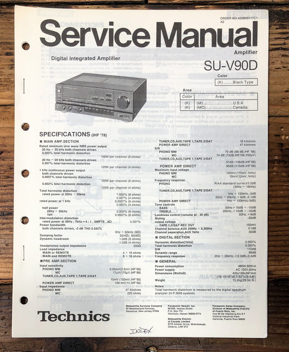 Technics SU-V90D Amplifier Service Manual *Original*