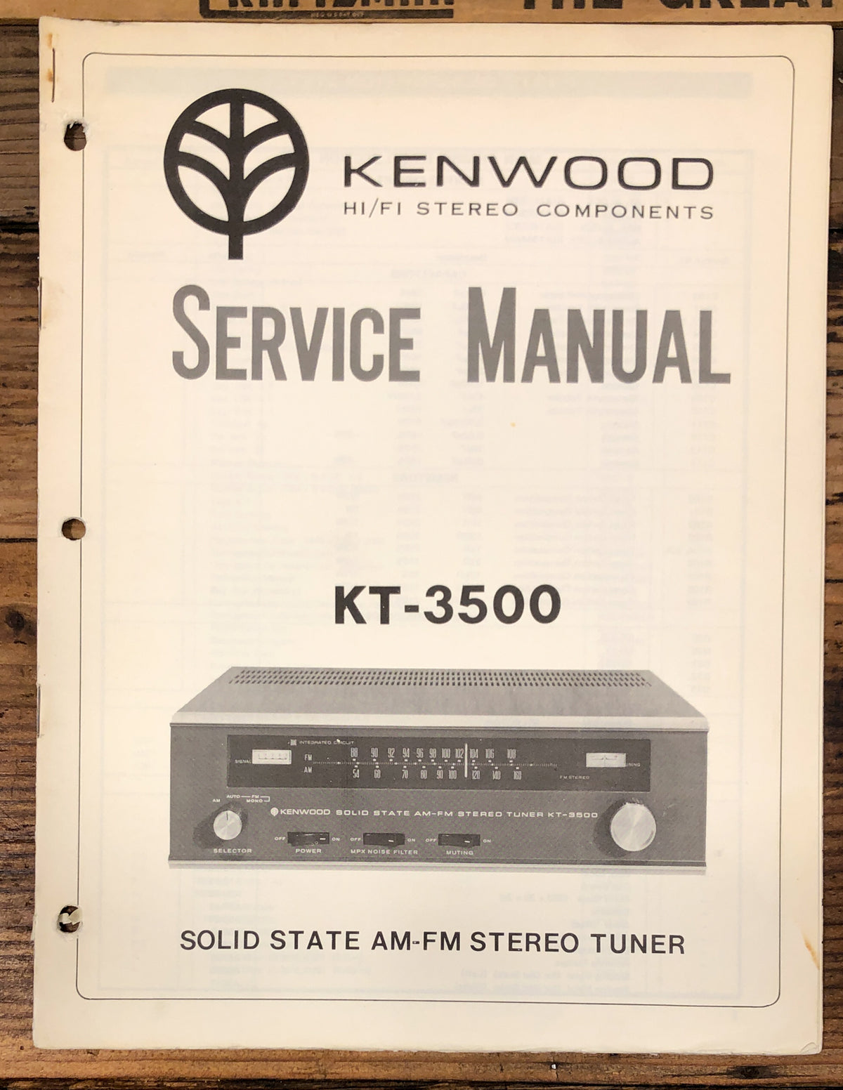 Kenwood KT-3500 Tuner Service Manual *Original*