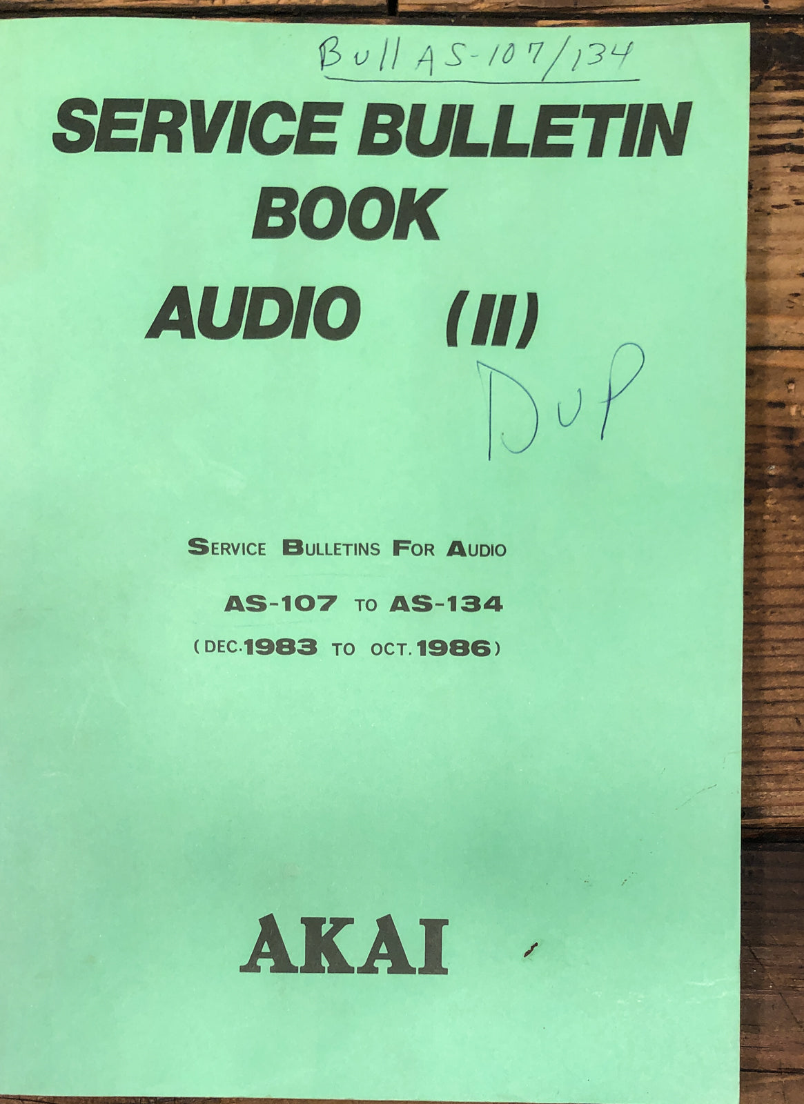Akai Service Bulletin Book 1983 - 1986 Manual *Original*