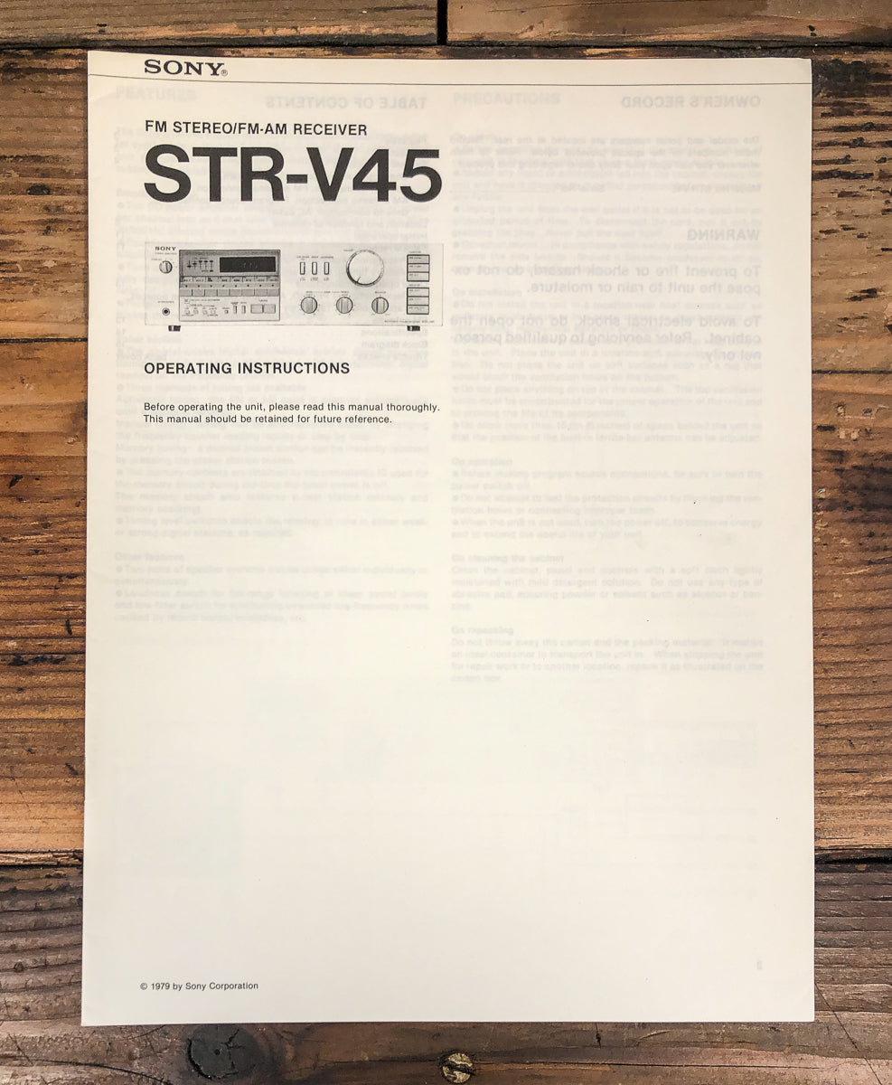 Sony STR-V45 Receiver Owners / User Manual *Original*