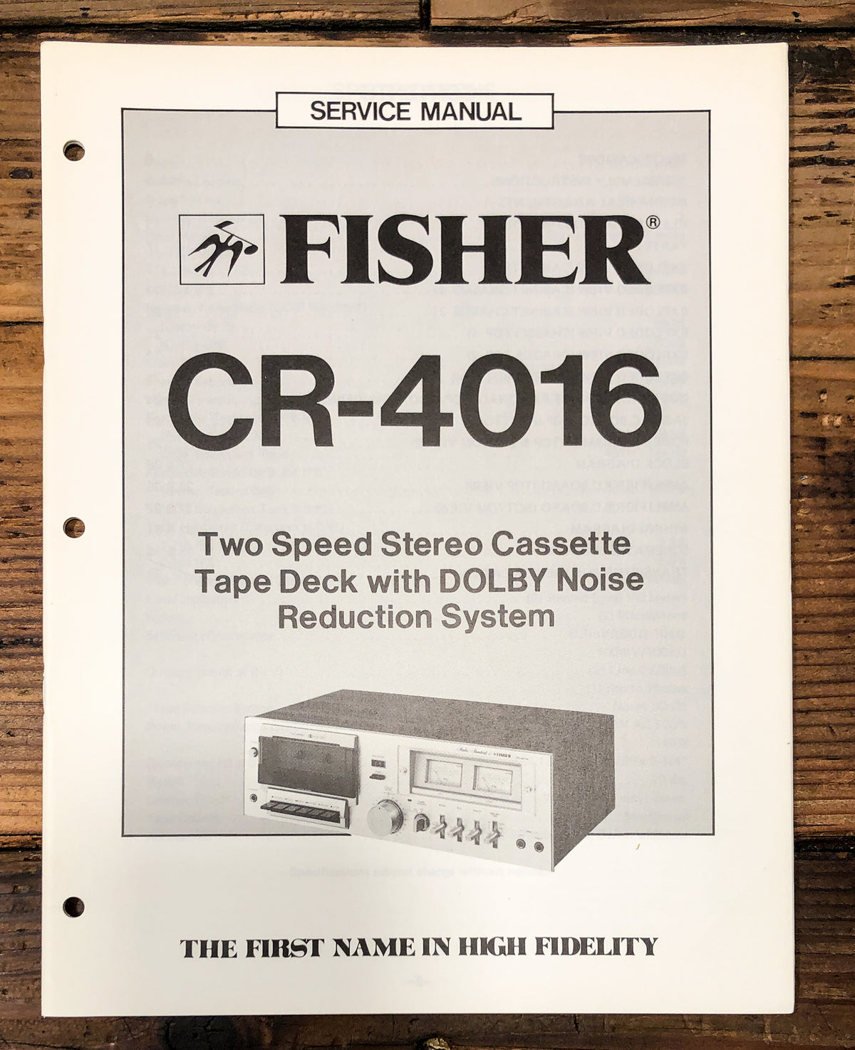 Fisher CR-4016 Cassette Service Manual *Original*