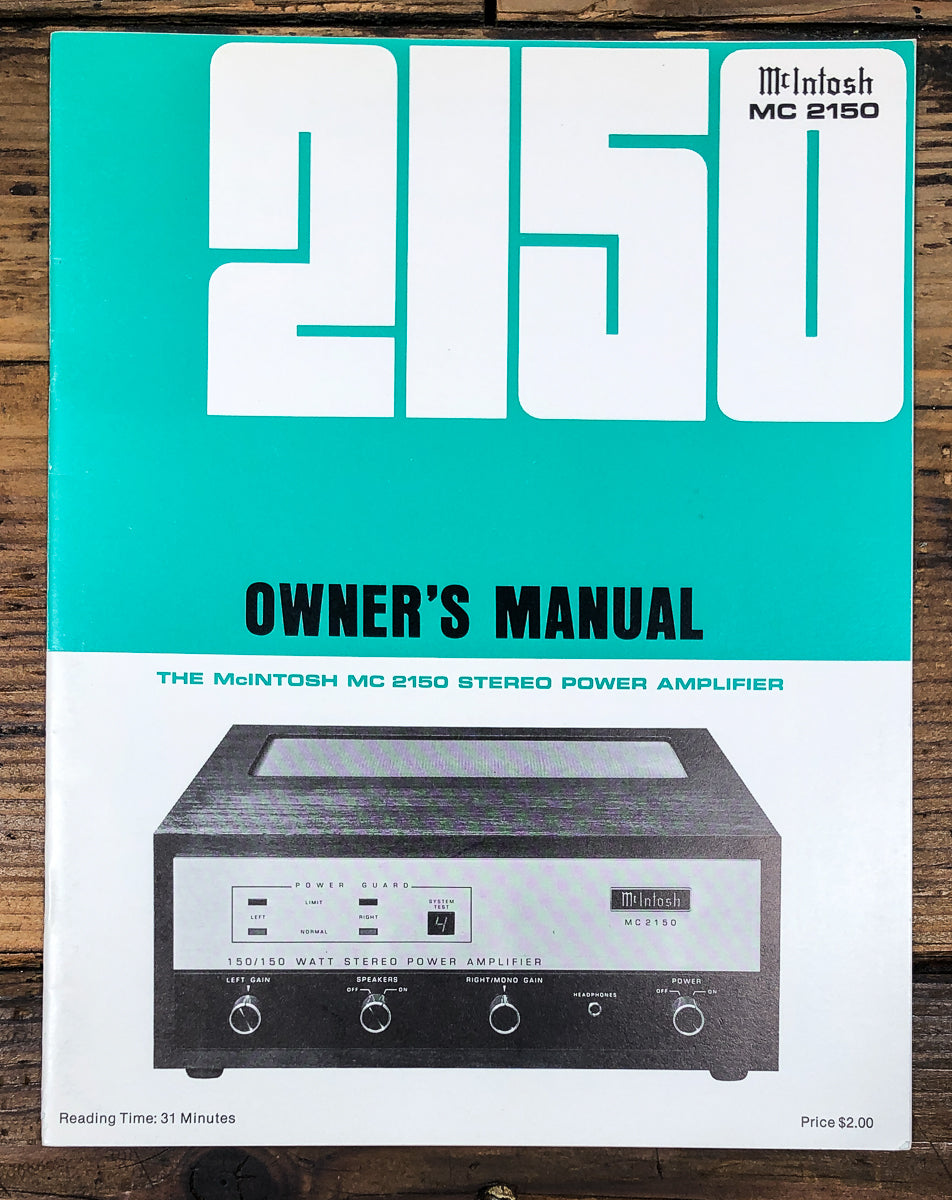 McIntosh MC-2150 MC2150 Amplifier Owners / User Manual *Original*