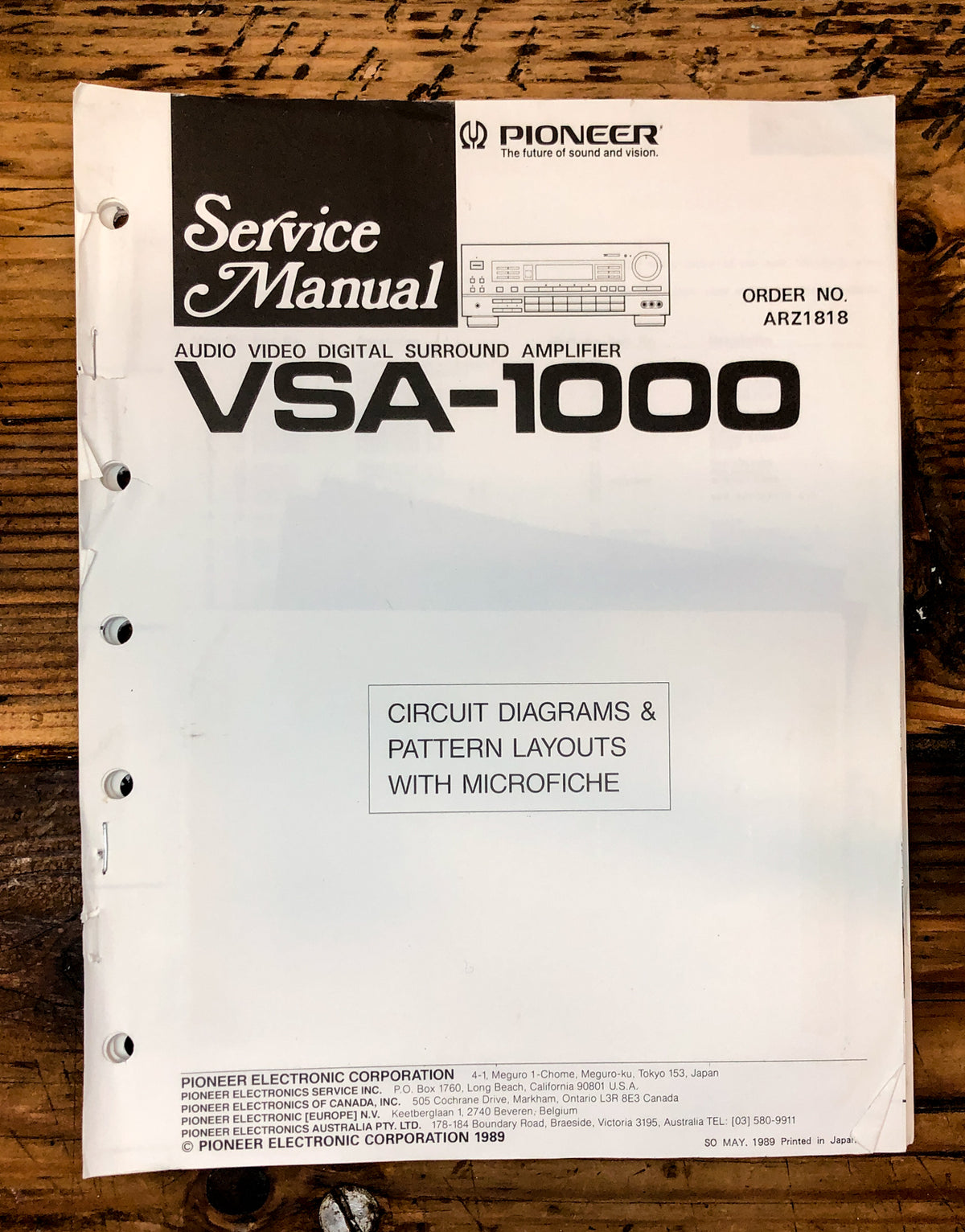 Pioneer VSA-1000 Amplifier Service Manual *Original*