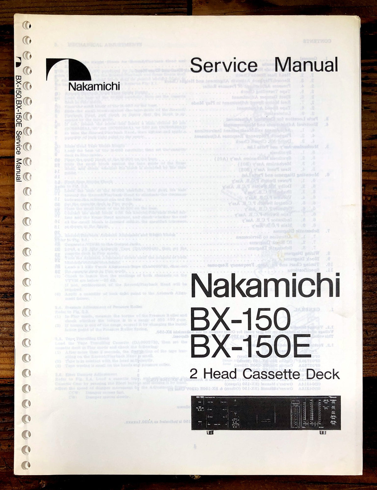 Nakamichi BX-150 BX-150E 2 Head Cassette Deck Service Manual *Original*