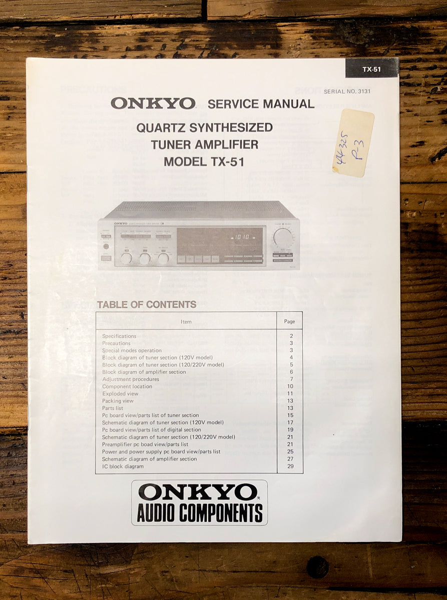 Onkyo TX-51 Receiver Service Manual *Original*