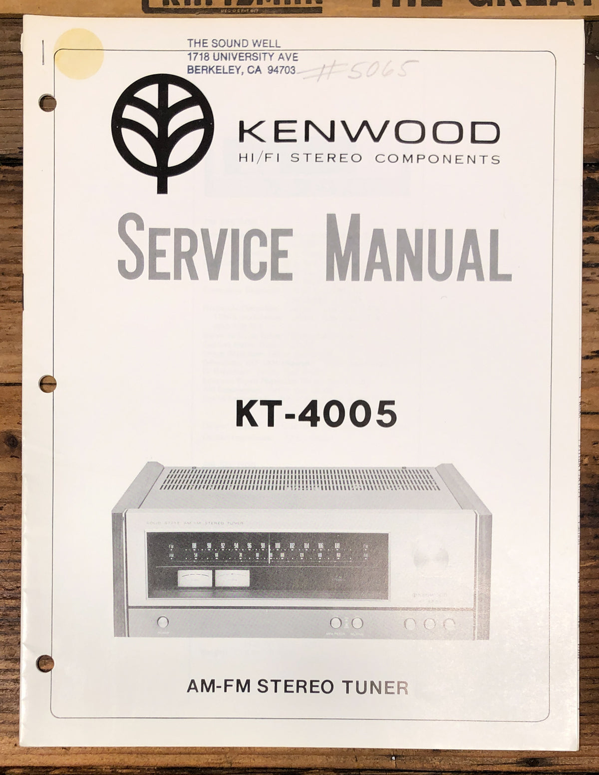 Kenwood KT-4005 Tuner Service Manual *Original*