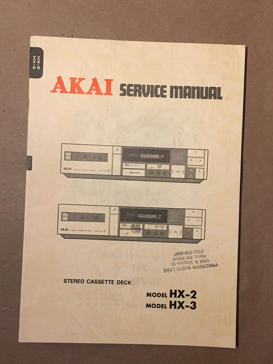 Akai HX-2 HX-3 Cassette Service Manual *Original*