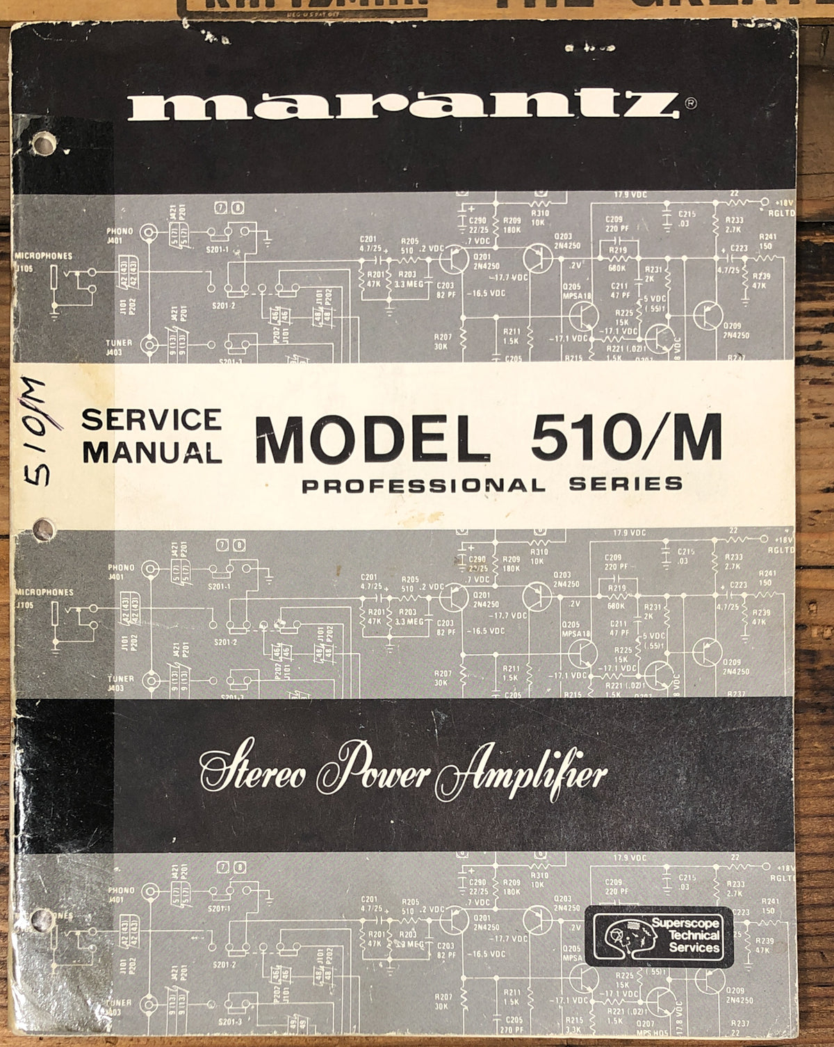Marantz Model 510 510/M Amplifier Service Manual *Original*
