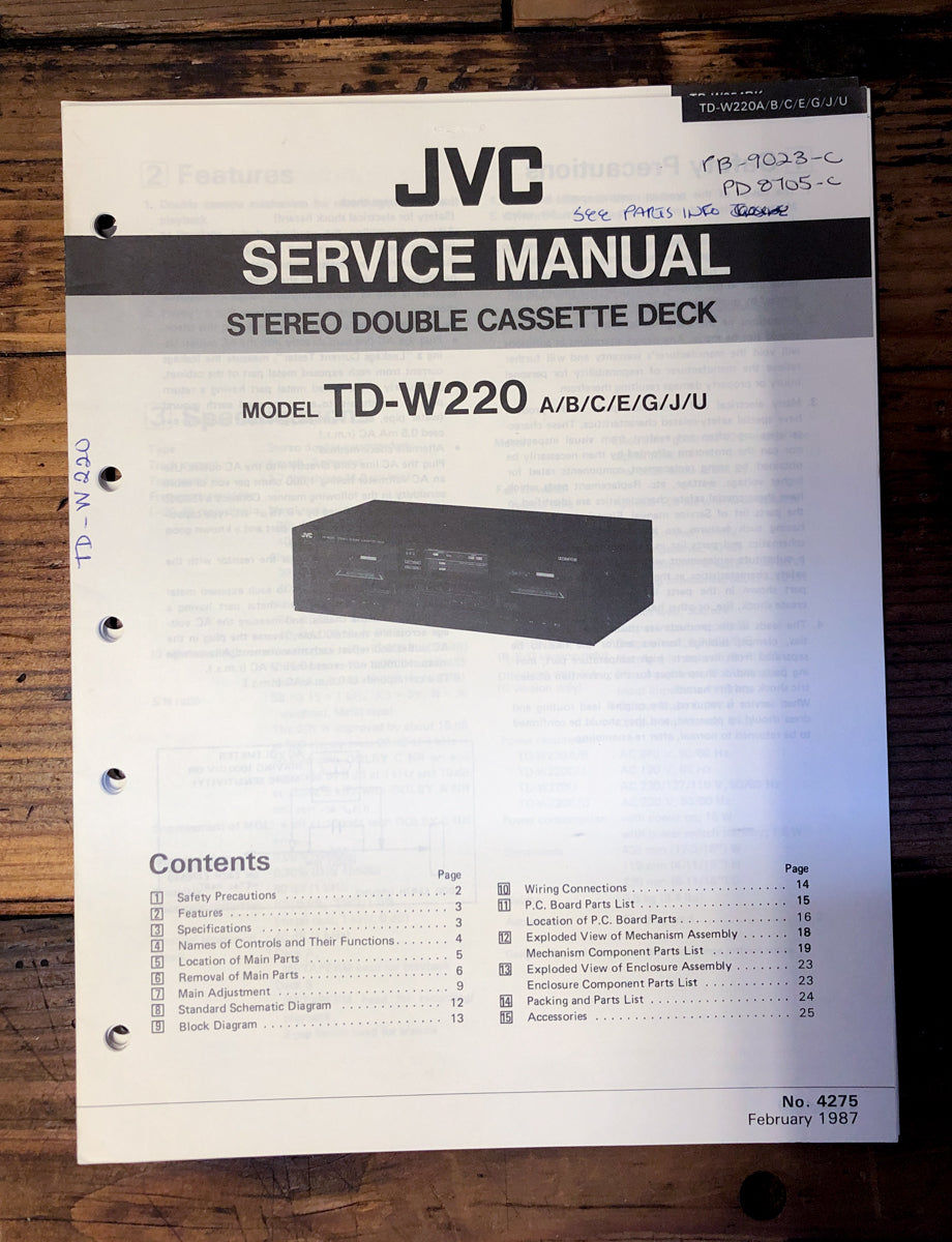 JVC TD-W220 Service Manual *Original*