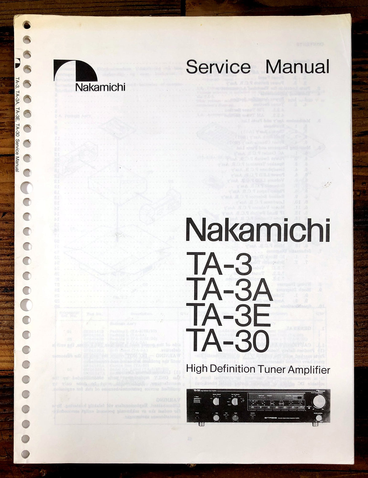 Nakamichi TA-3 High Definition Tuner Amplifier Service Manual *Original*