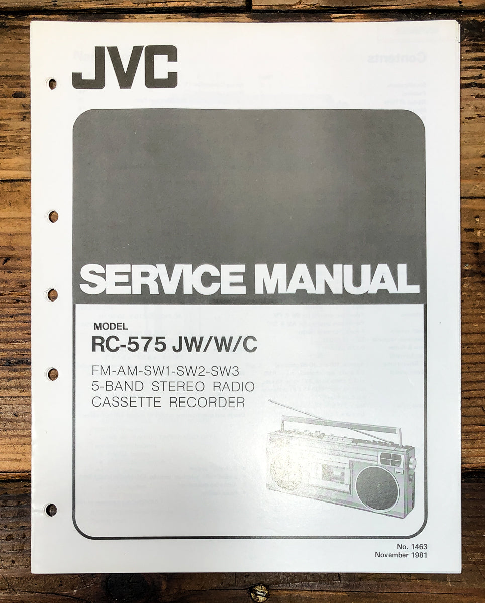 JVC RC-575 Radio Cassette Service Manual *Original*